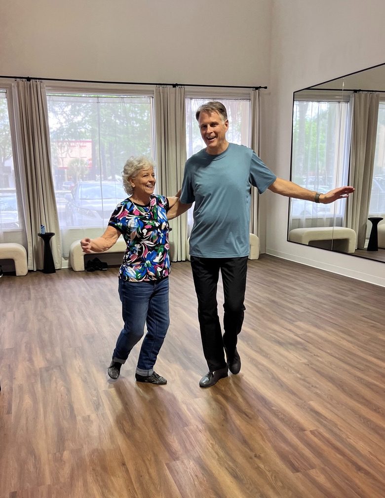 A smiling couple during a lesson at Arthur Murray Mt. Pleasant